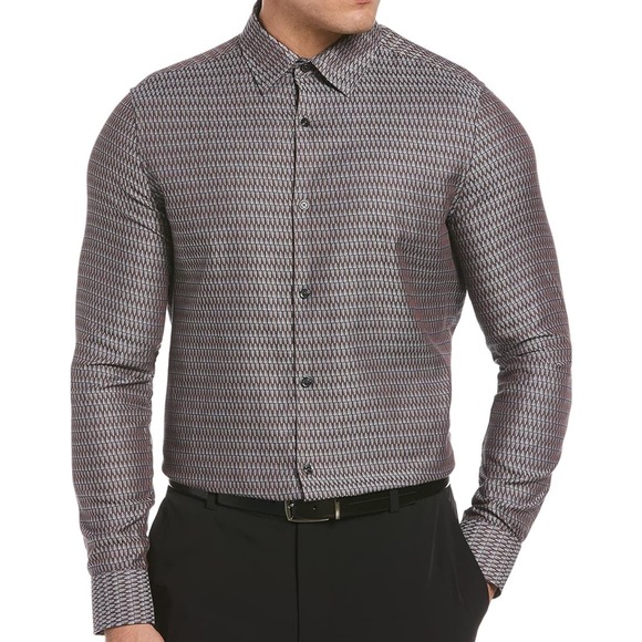 Perry Ellis Men's Triangle Print Button-Down Shirt * L Jacquard Elegance M1307 - Picture 4 of 5